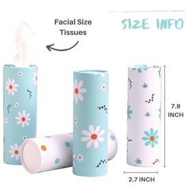 Car Tissue Holder with Facial Tissues Bulk - 4 PK Car Tissues Cylinder, Tissue Holder for Car, Travel Tissues for Car Cup Holder, Refill Car Tissue Box Round Container