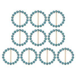 PATIKIL 10 Pcs Silk Scarf Ring Clip Bling Rhinestone T-Shirt Clips Tie Waist Knotted Buckle Rings Metal Circle Buckles for Women Fashion Scarves Hat Decor Wrap Holders, Sky Blue