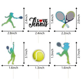 MEFENG Femade Tennis Collection Cupcake Toppers,Trophy,Tennis,I Love Tennis Sign, Funny Kit Ball games Cupcake Toppers, Sport Theme Party Supplies.18 Pcs
