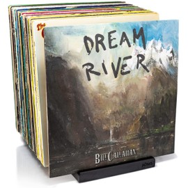 MÖNKE Premium Vinyl Record Holder - a Mid-Century Style Record Holder for Albums, 50-60 LP Capacity - with a Now-Playing Record Display Groove (Black)