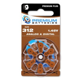 Premium Batteries Zinc Air Hearing Aid Batteries ZA312 1.45V Size 312, PR41, P312 (18 Batteries)