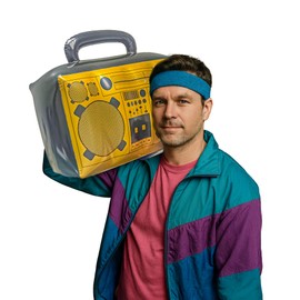 Large Inflatable Boombox | Inflatable Boom Box | 80s Hip Hop Boom Box | Old School Boombox | Blow Up Stereo 90s | 80s Hip Hop Party Decorations | Rap Costume Accessories (Gold)