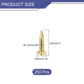 uxcell 250 Pcs Small Tiny Nails 1.5mmx10mm(DxL) Tiny Brass Nails Hardware Nails Small Nail for Wooden DIY Decorative Boxes Household Accessories, Brass Tone