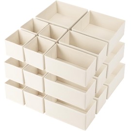 Criusia Drawer Organizer Clothes, 24 Pack Underwear Drawer Organizers, Foldable Closet Organizers and Storage Dresser Drawer Dividers Clothing Organizer for Clothes, Socks, Scarves, Bra, Ties (Beige)