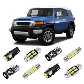 BRISHINE White LED Interior Light Kit for Toyota FJ Cruiser 2007 2008 2009 2010 2011 2012 2013 2014 Super Bright 6000K Interior LED Light Bulbs Package + License Plate Lights and Install Tool