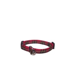 handmade Wet Nose Designs CAT or KITTEN COLLAR Mad for Plaid Tartan Red Black Plaid - Cat Collar 3/8" Wide 7-11