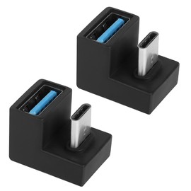 QIANRENON 2 Pack U Shaped USB C to USB 3.1 Adapter, 180 Degree Type C Male to USB A3.1 Female Coupler 10Gbps Support Data Transfer OTG