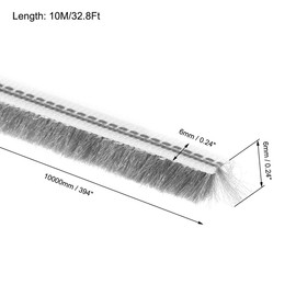 sourcing map Brush Weather Stripping, 10M/32.8Ft Card Slot Seal Strip Pile Weatherstrip Door Sweep Brush for Door Window W Silicon Sheet, 6x6mm/WxH