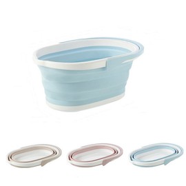 Large Capacity Foldable Wash Basin Bucket Basket Water Bucket Wash Basin Basket Rubber Basin, Foldable Basin Beige / 대용량 접이식 세숫대야 양동이 바구니 물통 세수대야 바스켓 고무 대야, 접이식대야 베이지