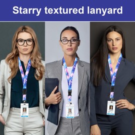 Molain Badge Lanyards with Quick Release Buckle, Starry Sky Style Lanyard with Swivel Carabiner Clasp, Robust Lanyard for Keys, Lanyard for Teachers (Starry Sky-02), Starry Sky 02