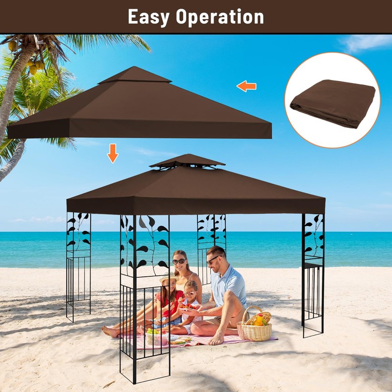 10x10 Canopy Replacement top Double Tiered Polyester Replacement Canopy for