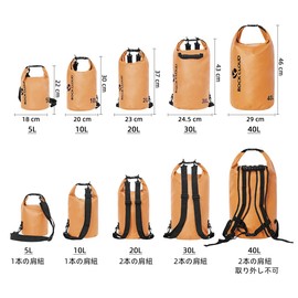 Rock Cloud Dry Bag, Waterproof Bag, Drum Type, Waterproof Pouch, Backpack, Foldable, Lightweight, 5L, 10L, 20L, 30L, 40L, Outdoor Use, Sea Bathing, Fishing, Beach, Swimming, Climbing, Travel, orange