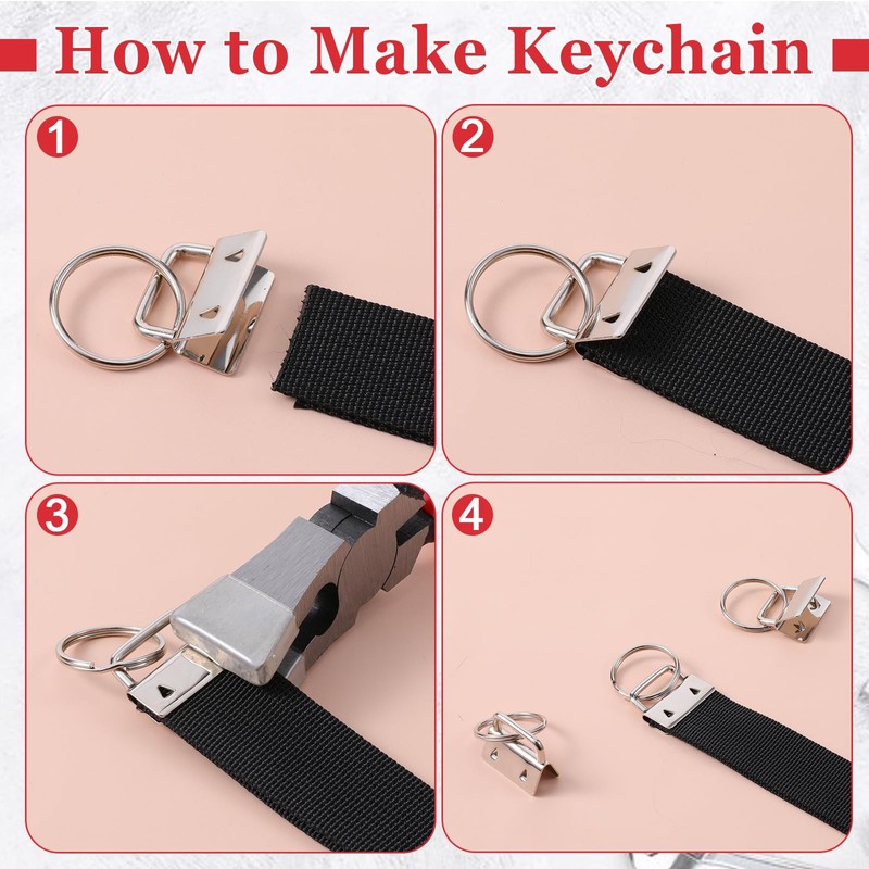 Keychain Hardware Set, 100Pcs Key Fob Hardware 1 Inch with