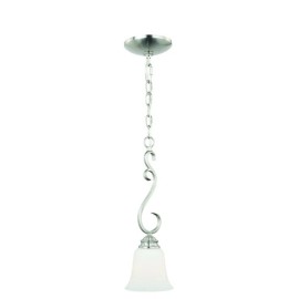 Vaxcel Hartford Satin Nickel Mini Pendant Ceiling Light WhiteGlass