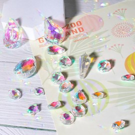 Mispudin 230 Pieces Sun Catcher Crystal Craft Set Adults, Crystals for Hanging Set, Sun Catcher Garden Hanging, Suncatcher Craft Set, Prism Crystal Colourful for Garden Decoration