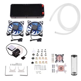 PC DIY Water Cooling Kit, 240mm Cooler CPUGPU Water Cooling Block with Pump & Reservoir, LED Fan Heat Sink Computer Water Cooling Connectors Kit