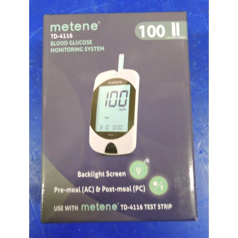Metene NEW Metene TD-4116 Blood Glucose Monitor/ 100 Strips 100