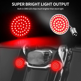 QUASCO 1157 LED Turn Signal Light with Smoked Lens Cover, Super Bright Rear Turn Signals Brake Running Lights Compatible with Harley Davidson Softail Dyna Sportster Fatboy Street Glide Road King