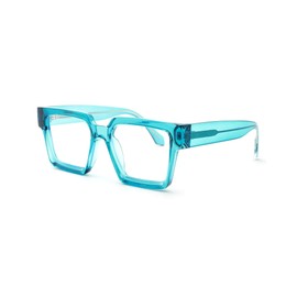 Pro Acme Oversized Square Blue Light Glasses for Men Women Fashion Rectangular Big Thick Frame UV400 Computer Anti-Blue Fake Eyewear (Translucent Blue)