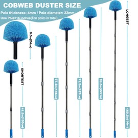20+Ft High Reach Cobweb Duster with 3-12ft Sturdy Detachable Pole, Lightweight Spider Web Cleaner Cobweb Brush with Universal Joint for Indoor & Outdoor Cleaning – Soft, Elastic Bristles (12 Feet)