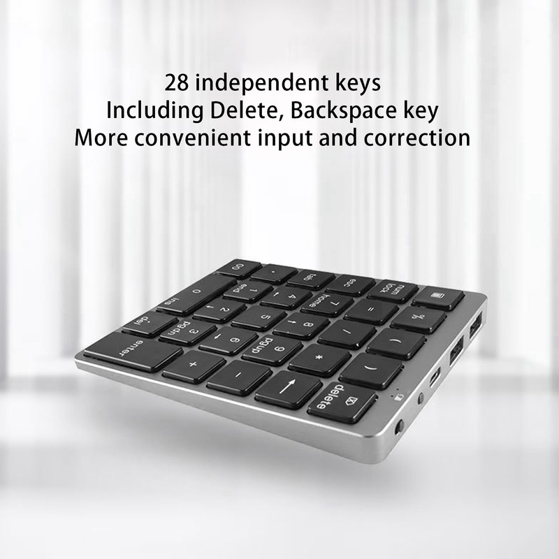 Numeric Keyboard Mini USB Rechargeable Wired 28 Keys Thin Portable