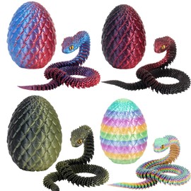 Fehodun 3D Printed Snake Articulated Flexible Snake Realistic Slithering Design Luminous Animal for Desk Decoration