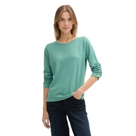 TOM TAILOR Denim Women's Tie Sleeve Sweatshirt, 34206 - Dark Pacific Teal, XL