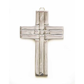 Laredo Import Polished Aluminum Weave Pattern Wall Cross-6.5 INCHES HIGH