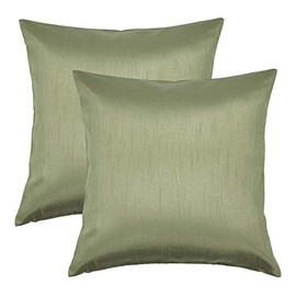 Aiking Home 24x24 Inches Faux Silk Square European Shams, Zipper Closure, Sage (Set of 2)