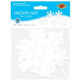Beistle - Mini recortes de Navidad de copo de nieve, 10 unidades, 5 pulgadas, color blanco