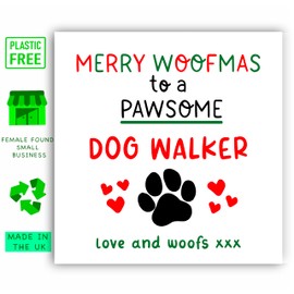 Christmas Card for Dog walker, xmas card from the dog, funny dog xmas card for dog walker