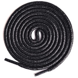 Olukssck 2 Pairs of Glitter Shoelaces Round, Shiny Coloured Round Shoe Laces for Trainers, Sports Shoes and Boots, Black, 120 cm