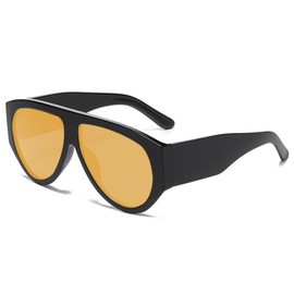 YAMEIZE Retro Pilot Sunglasses for Women Men 70s Pilot Oversized Square Vintage Sunglasses Wrap Around Shades Chunky Sun Glasses UV400 Protection