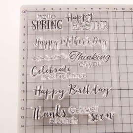 arriettycraft Hello Spring Happy Easter Mother's Day Happy Birthday Celebrate Sentiments Greetings Clear Stamps for Cards Making Decoration Clear Stamps or Scrapbooking Paper Craft Tools-A1542