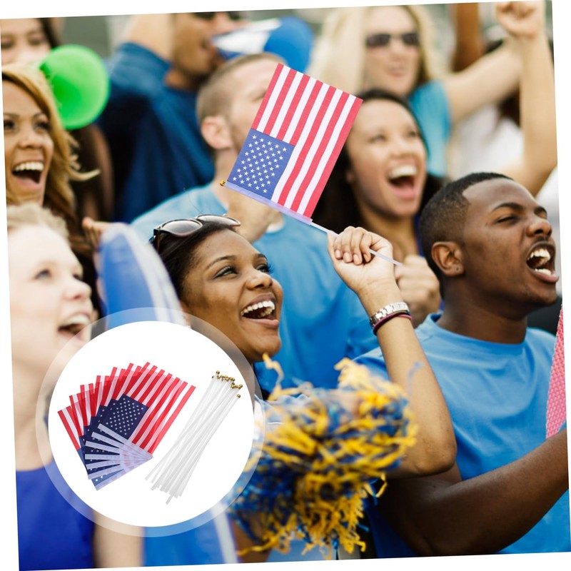 CAXUSD 25pcs Mini Flags Usa American Hand Held Flags Polyester