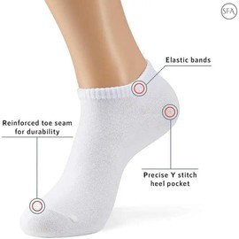 Swadeshi Threads White Trainer Socks Womens 4-7 multipack of 6 pairs of white ankle socks women for everyday use walking running gym officewear gym wear socks for women
