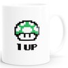 MoonWorks Coffee Cup Birthday Retro Pixel Mushroom 1-Up Mushroom Level-Up