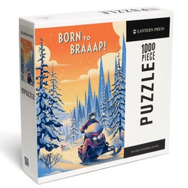 Lantern Press 1000 Piece Jigsaw Puzzle, Born to Braaap!, Snowmobile