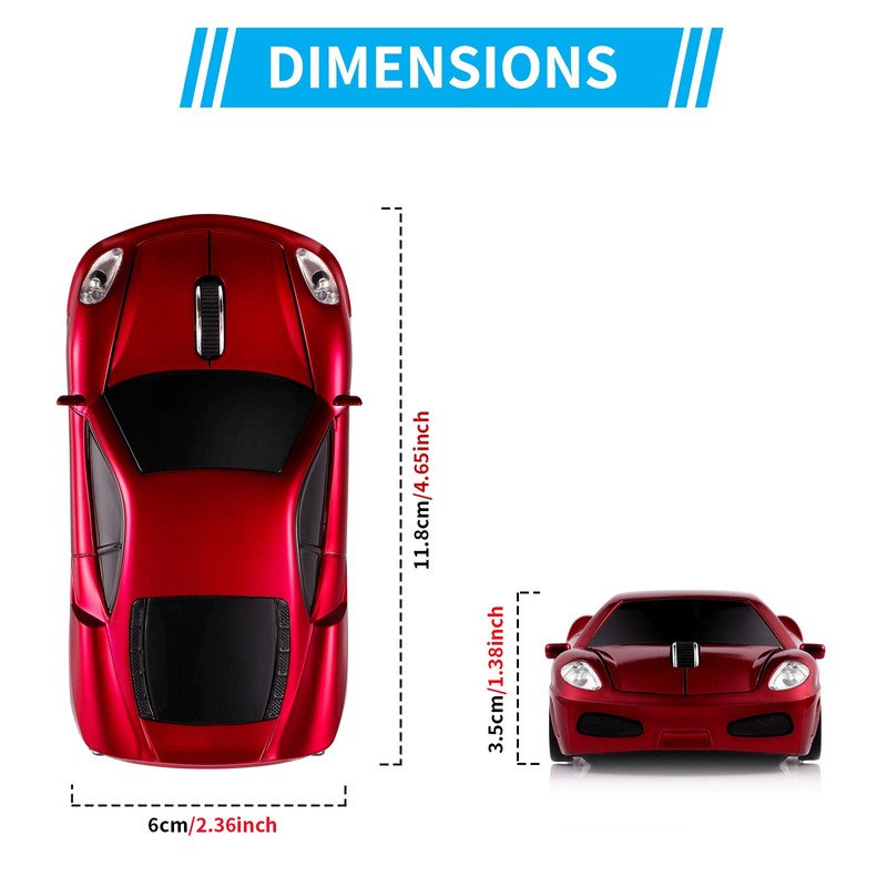 BKLNOG Sports Car Computer Mouse [Updated] with LED Headlights, 1600