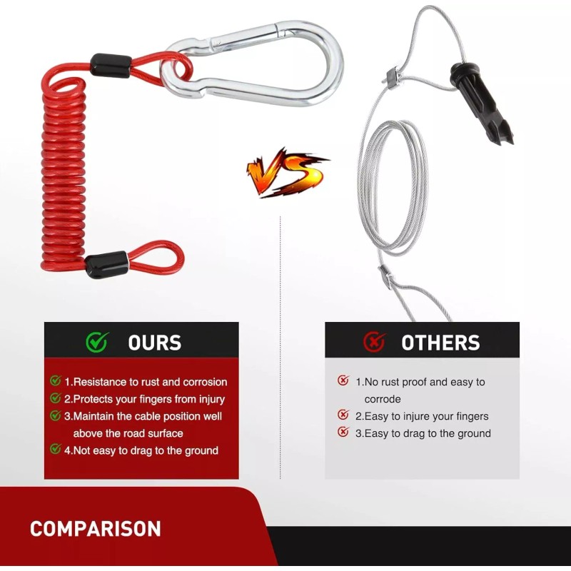 Nilight Trailer Breakaway Switch with 6FT Heavy Duty Stainless Steel