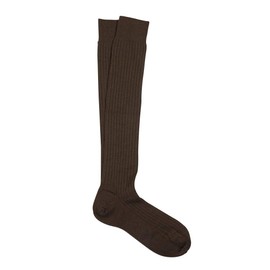Marcoliani Milano Ribbed Dress Sock Extrafine Merino Over The Calf - Brown -