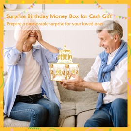 Meiidoshine 60th Birthday Money Box for Cash Gift, Surprise Pull Out Money Gift Box with 100Pcs Transparent Bags - Fun Ways to Give Cash as A 60th Birthday Gift for Girls Boys