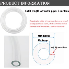 Clear Hose, CESFONJER 8mm ID x 12mm OD Thicken PVC Hose Tube, Antifreeze Flexible Water Pipe with 1 Pcs Pipe Cutter (4 Meter)