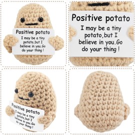 Meanju Positive Potato, Creative Knitting Wool Potato Doll, Funny Plush Toys, Creative Plush Plushie, Courage Potato Pocket Hug Birthday Gift (A)
