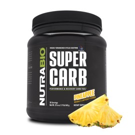 NutraBio Super Carb, Carbohydrate Powder with Cluster Dextrin & Electrolytes, Advanced Carb Supplement Powder for Workout Fuel, Performance, and Muscle Recovery, Cyclic Dextrin, Pineapple, 30 Sv