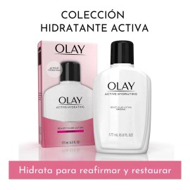 Olay Active Hydrating Beauty Fluid 120 ml | Loción Facial Hidratante Ligera que Suaviza, Nutre y Aporta Luminosidad, Fórmula Clásica que Hidrata Profundamente sin Dejar Grasa, Ideal para Uso Diario