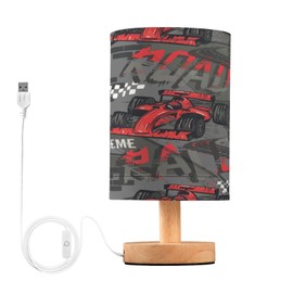 Sport Race Cars Bedside Lamp Table Lamps Desk Lamp Cylinder Nightstand Lamp for Bedroom Living Room Office Decor