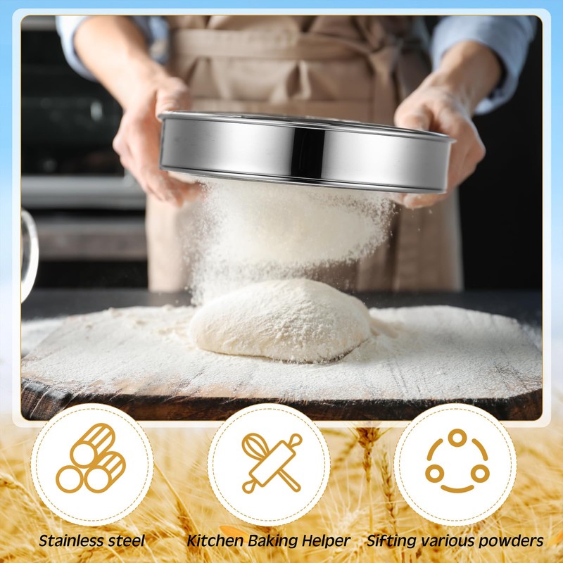 Patelai 1 Pc Stainless Steel Round Flour Sifter Sieve Fine