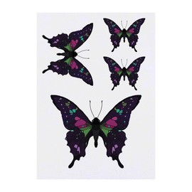 4 x 'Bright Botanical Butterfly ' Temporary Tattoos - Water Resistant, Skin-Safe, Non-Toxic Transfers, Mixed Sizes (TO00072674)