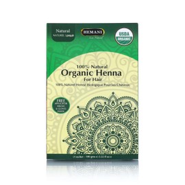 HEMANI Organic Hair Henna 3.5 OZ (100g) 100% Natural - Applicator Brush + Gloves Included (Natural)